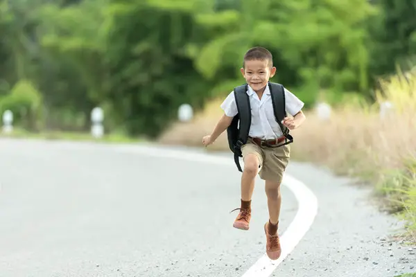 Happy kid going to school