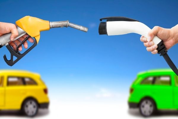Electric car versus fuel-powered car