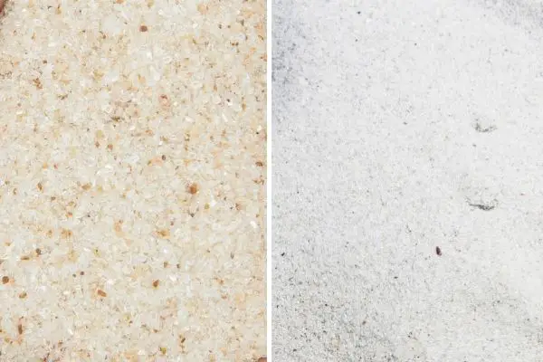 Left: pool sand | Right: play sand
