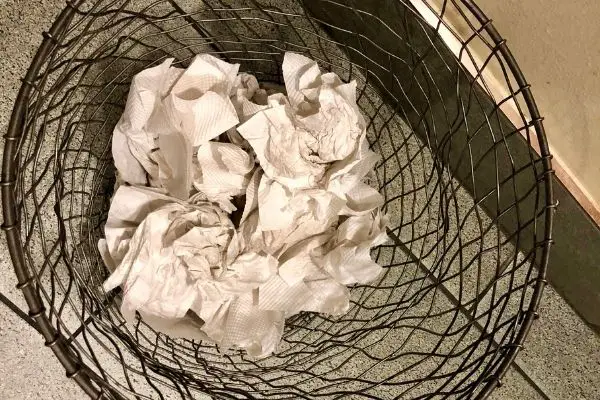 paper towels in a bin