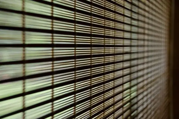 a close up look of window bamboo shades