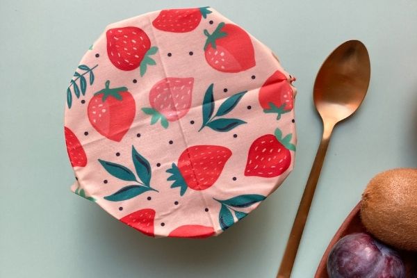 Beeswax Wraps On Food Bowl