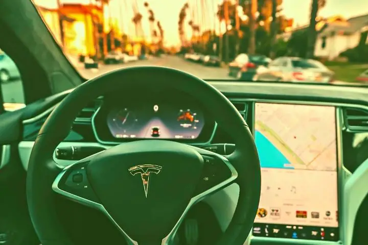 Inside A Tesla Car