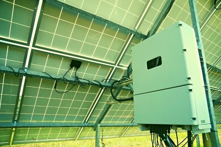 Solar Inverter Connected To Solar Panels