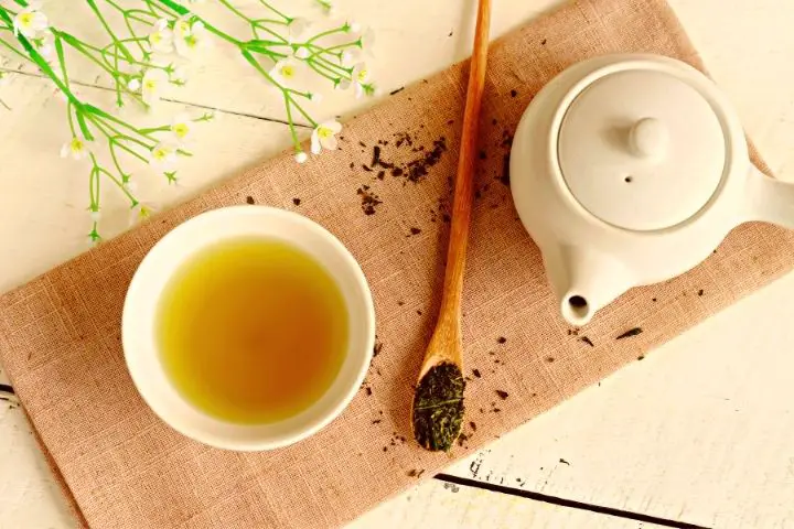 Teapot Mug And Loose Leaf Green Tea