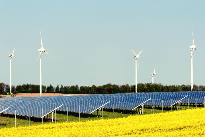 Wind Turbines And Solar Panels 