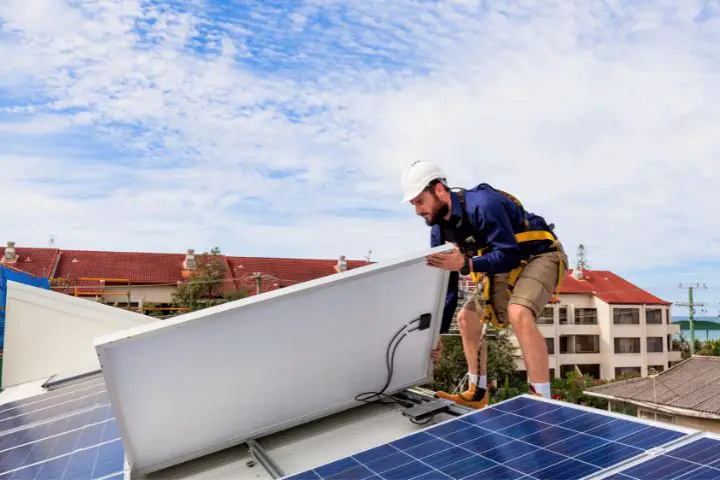 Man Is Installing Solar Panels