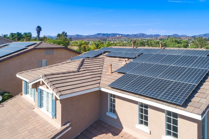 Solar Panels On A Suburb House
