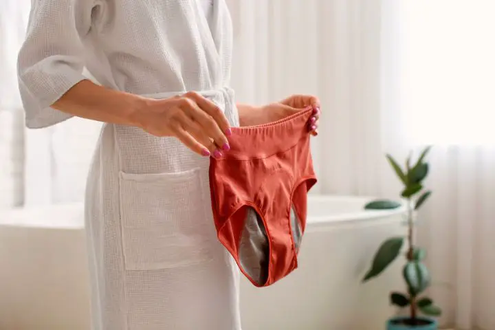 Woman With Period Underwear In Hands
