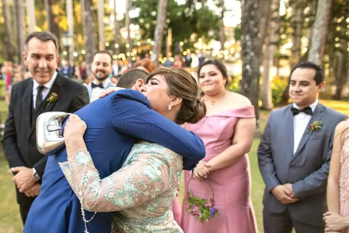 Wedding Guests Hugging