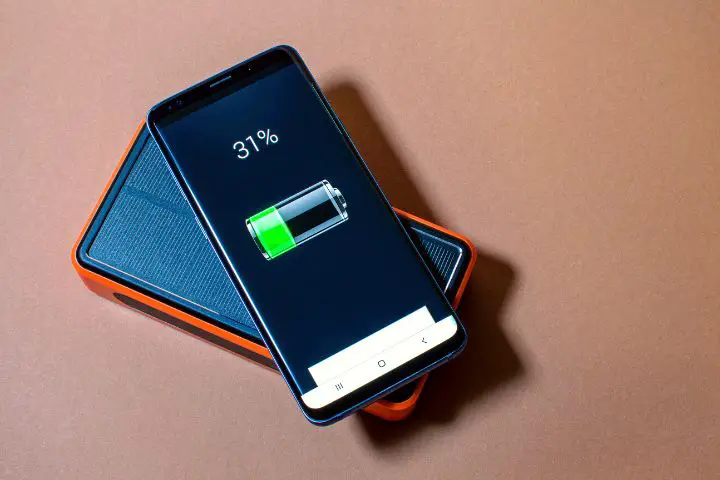 Smartphone Charging On Solar Powered Bank