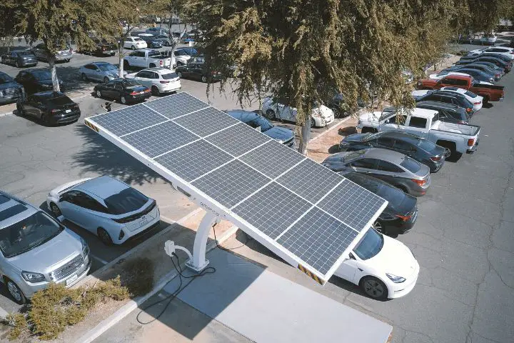 Solar Charging Station In The Parking Lot