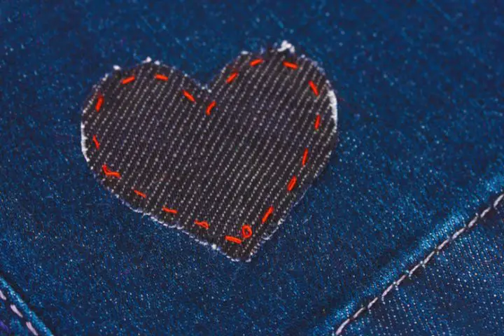 Heart Shaped Patch On Jeans Closeup